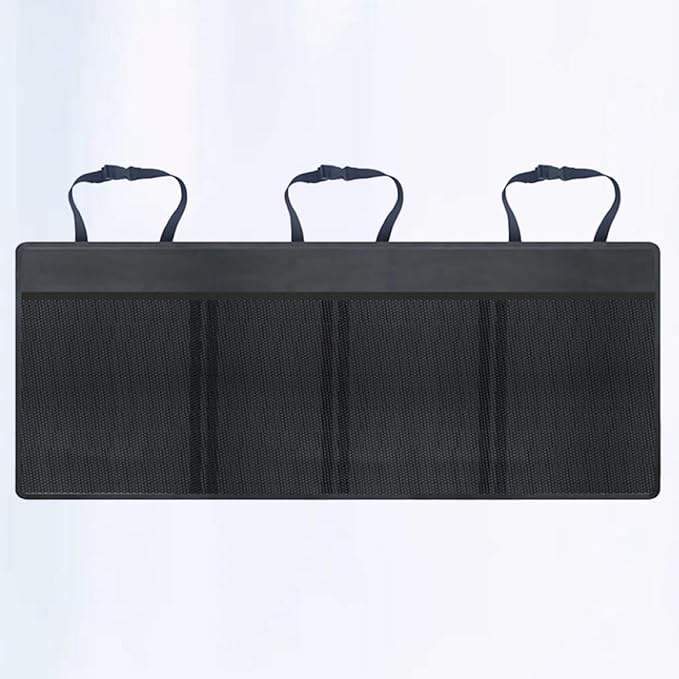 Healifty Backseat Organizer Car Storage Bag Multi Pocket Hanging Cargo Organizer for Emergency Gear Auto Supplies Outdoor Activities Straps Hook Loop Fastener Black