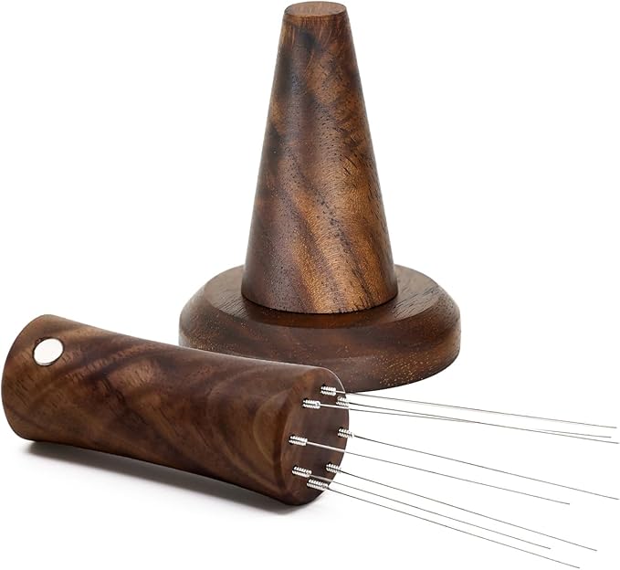 Handmade American Walnut WDT Tool V2.0 Built-in Magnet, Espresso Distribution Tools, Espresso Stirrer with Stand