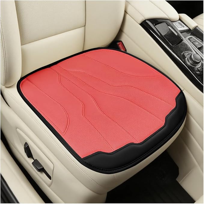 Car Seat Cushion Pad, Comfortable Foam Non-Slip Vehicle Front Seat Bottom Protector for Back Pain Relief, Breathable Automotive Chair Covers, Universal for SUV RV Truck (Red)