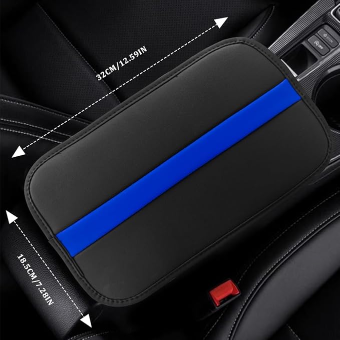 Car Center Console Cushion Pad, Arm Rest Cover for Car, Leather Waterproof Auto Armrest Seat Box Protector, Auto Armrest Storage Box Accessories Fits for Most Vehicles, SUVs, Trucks (Blue)