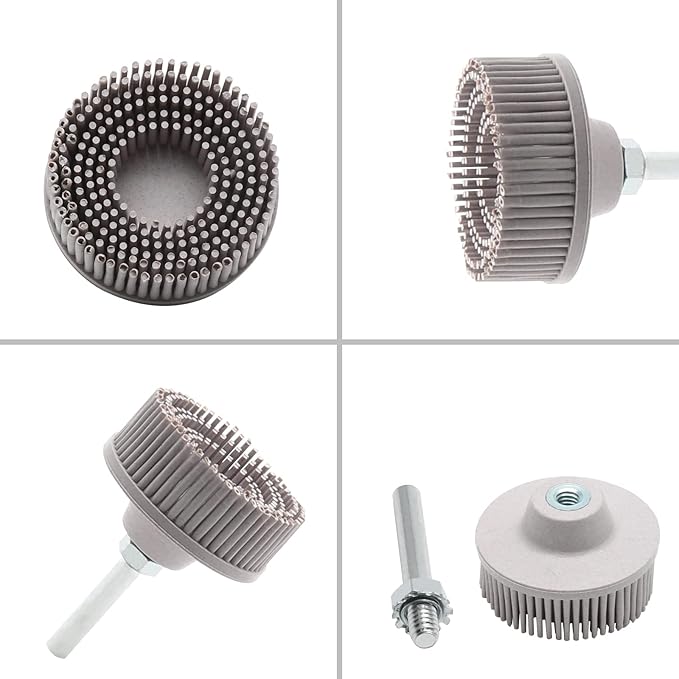 2Pcs 120 Grit White Bristle Disc Attachment, 2 Inch Abrasive Bristle Disc Gasket Removal Disc with 1/4 Shank Coating Removal Disc for Rotary Tool