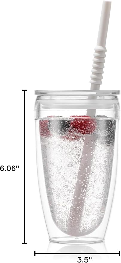 Bodum 13.5oz Pavina Insulated Travel Mug Tumblers with Lid and Straw, BPA Free Plastic, Pack of 2