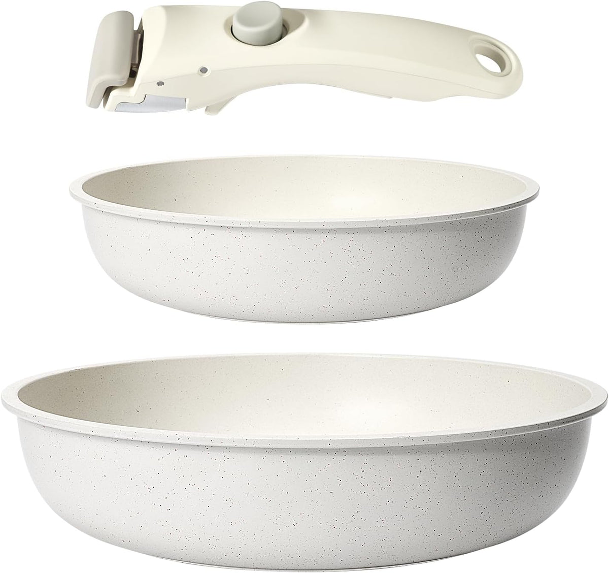 GiPP Ceramic Pots and Pans Set Non Stick, Nonstick Detachable Handle Cookware Sets, Non Toxic Induction Kitchen Pot and Pan with Removable Handle, Healthy RV Cookware, Dishwasher ＆Oven Safe, 5 Piece