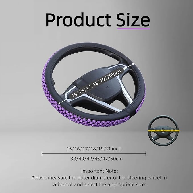 Size 16-20 Inch Ice Silk Ventilation Multi-Style Comfy Grip Steering Wheel Cover for Truck, Bus, Big Rig Trucker,SUV， Anti-Slip Design 16-20 Inch (Purple, 20)