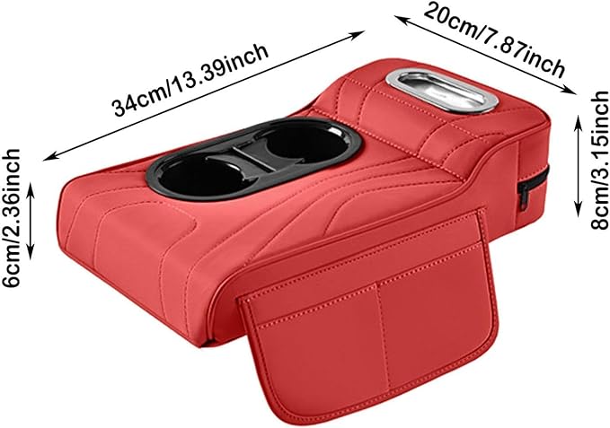 Car Armrest Box Mat, 5-in-1 Center Console Cover Cushion with Cup Holder Tissue Slot, Universal PU Leather Car Box Pad for Sedans Car Accessories Interior Organizers (Multi A01)