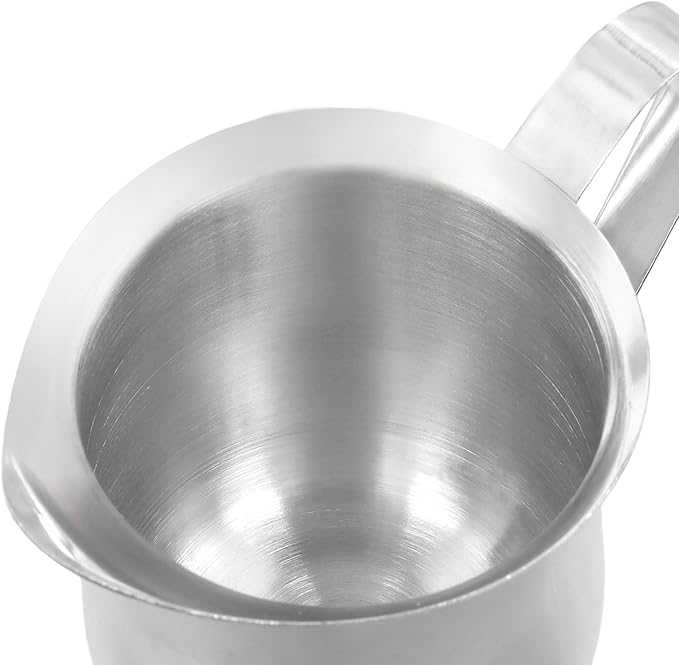 KEILEOHO 6 PCS 5oz Stainless Steel Bell Creamers, Small Creamer Pitcher, Coffee Creamer with Wide Mouth for Cream, Sauce, Milk, Coffee, Silver