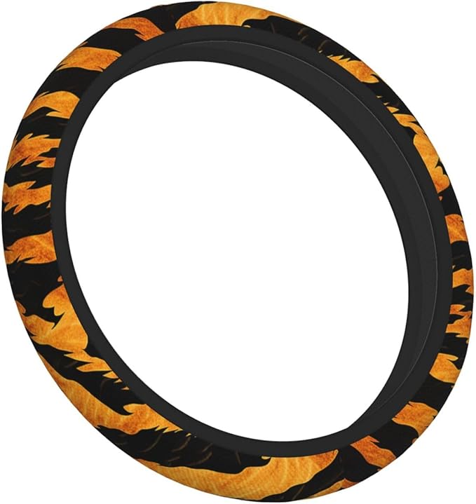 Steering Wheel Cover Polyester Thick Non-Slip Car Steering Wheel Cover Protector Universal 15 Inch, Animal Tiger Skin Print
