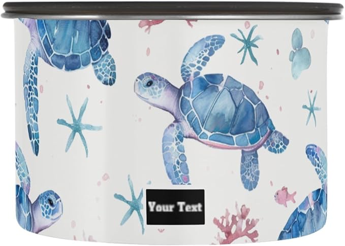 ALAZA Sea Turtle Watercolour Kitten Cats Airtight Coffee Bean Canister Customed 900ml Food Storage Containers with Lids For Gournd, Tea, Sugar, Flour, Rice, Cereal, Candy Cookie Jar