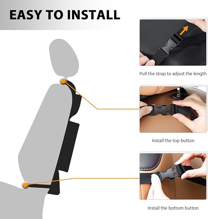 2PCS Car Backseat Organizer, Multi-Pocket Back Seat Protector with 10.2" Tablet Holder, Waterproof Oxford Fabric Storage Bag Auto Kick Mat for Kids Toddlers (C with Large Pocket)