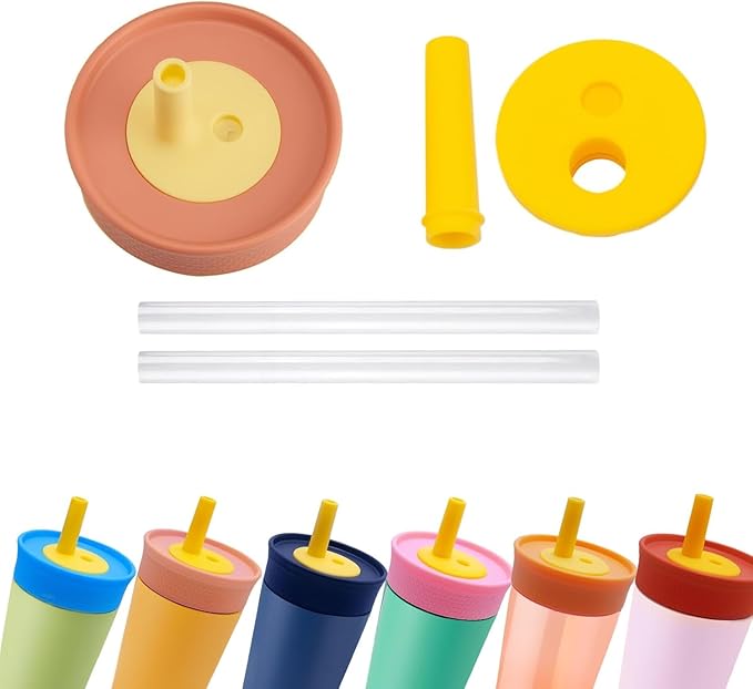 2Pack Silicone Straw Replacement for Owala Water Bottle & Tumbler,Leak-Proof Food Grade Kids Straw,Removable Replacement Lid Part,Dish Washer Safe,Make Kids Love Driking