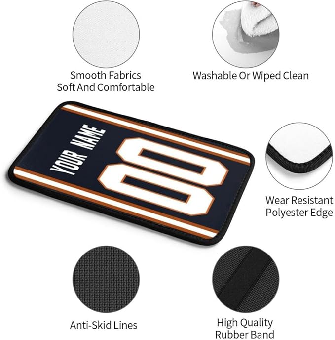 Custom Car Armrest Cover,Add Personalized Name and Number As Gifts for Loyal Football Fans,American Football Auto Center Console Pad Car handrail Box Cushion,Fit for Most Car Seat Box Cover Protector