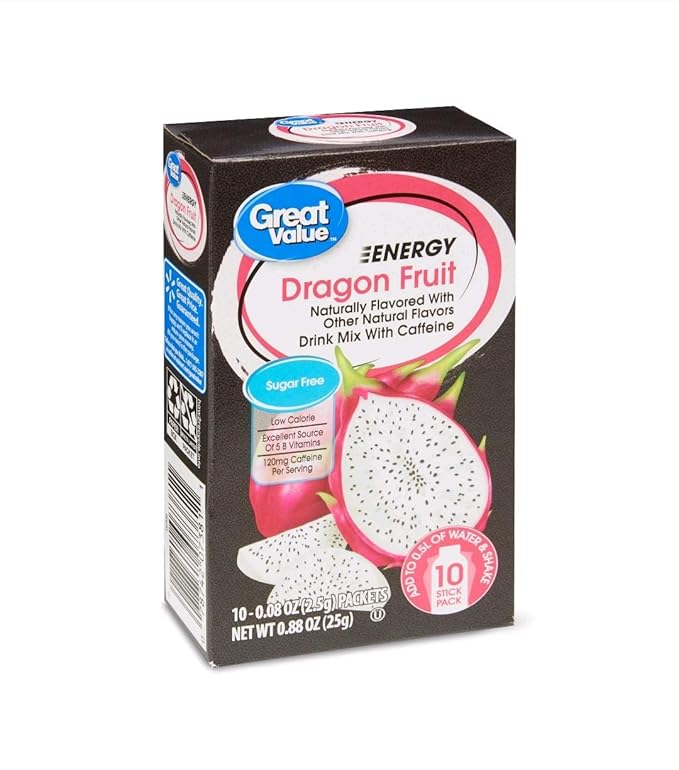 Great Value Energy Drink Mix, Dragon Fruit, Sugar-Free, 0.88 oz (Pack of 2)