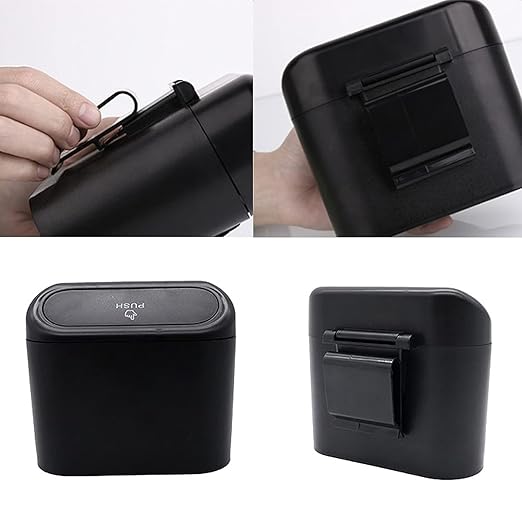 Car Trash with Lid - 2 Packs Universal Vehicle Mini Leakproof Garbage Bin Can Organizer Storage for Front Back Seat Accessories for Auto Office Bedroom Home(Black)