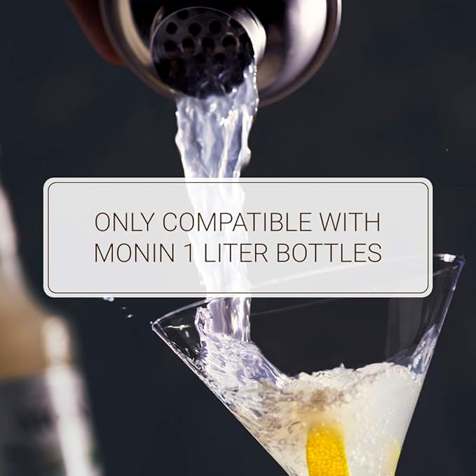 Monin - Syrup Pump, Exclusively for 1 Liter (33.8 fl oz) Plastic Bottles | Mess-Free Dispensing + Tip Cover Included (White)
