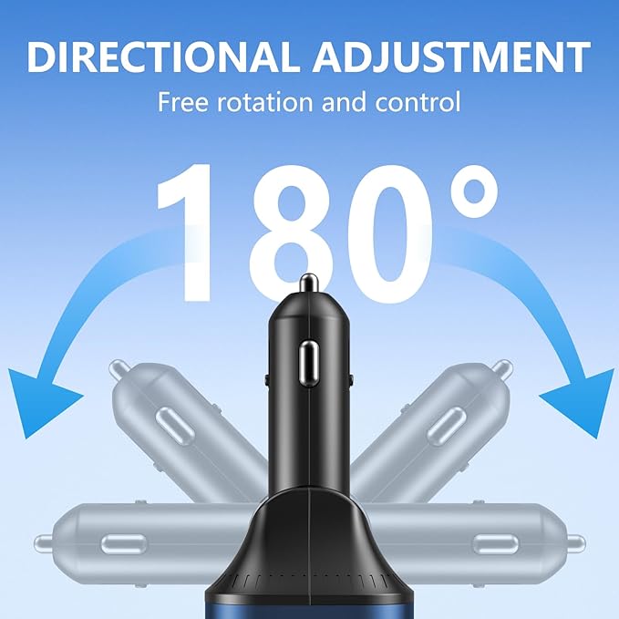 Retractable Car Charger, 4 in 1 Fast Car Charger 78W, with Type C, 2 USB-A Ports and 1 USB-C Port for Fast Charging, Compatible with iPhone 16/15/14/13/12/11, Galaxy, Pixel (Blue)