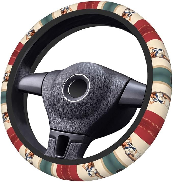 Pin Up Nurse Universal Fit Steering Wheel Cover for Car, Truck, and SUV, Durable Steering Wheel Protection