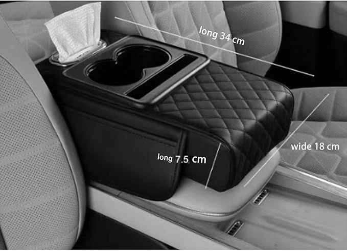 Car Arm Rest Cushion for Mazda CX-5, Center Console Armrest Pillow Car Armrest Pad Trucks with Cup Holder, Armrest Pad Storage Bag(Orange)
