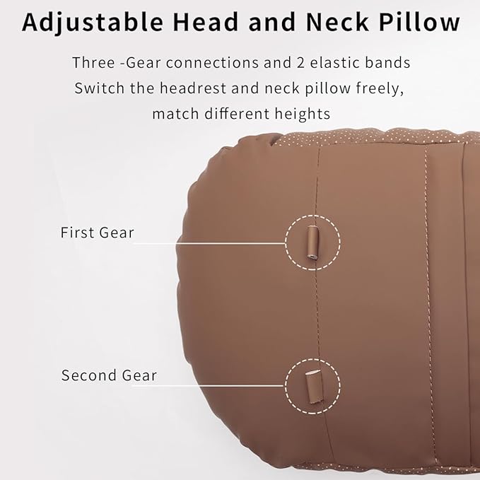 2 Pcs Car Headrest Neck Pillow for Driving,Premium Skin-Feeling Napa Leather Soft and Comfortable Headrest,Two Gears of Height Adjustment Car Seat Headrest Pillow Car Interior Accessories