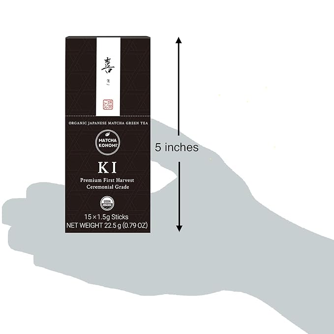 Ki Matcha (15 x 1.5g Sticks) - Organic Premium Ceremonial Japanese Matcha Green Tea Powder - First Harvest, Radiation Free, No Additives, Zero Sugar - USDA Certified - Single Serve Packets