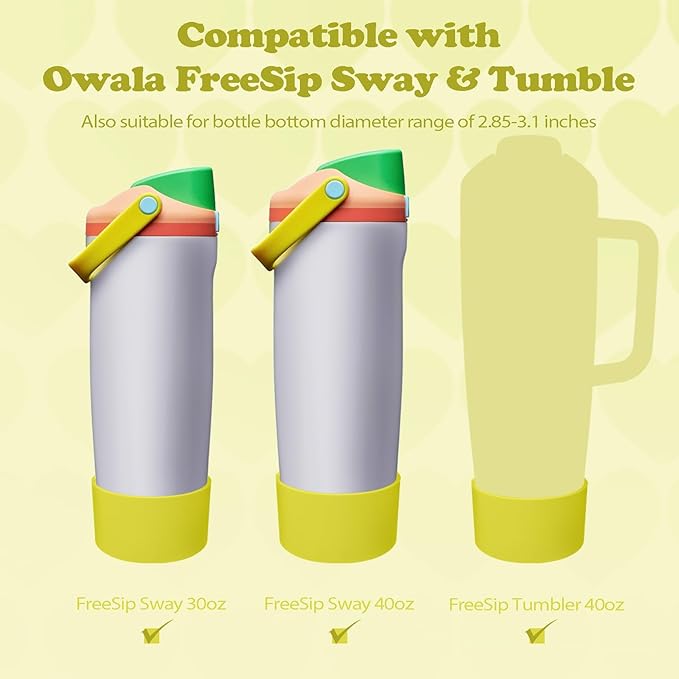 2PCS Silicone Boots for Owala 30oz & 40oz FreeSip Sway Bottles & Tumblers – Non-Slip, Scratch-Resistant, Stability Enhancer for Owala Accessories (Opal Dream Yellow)
