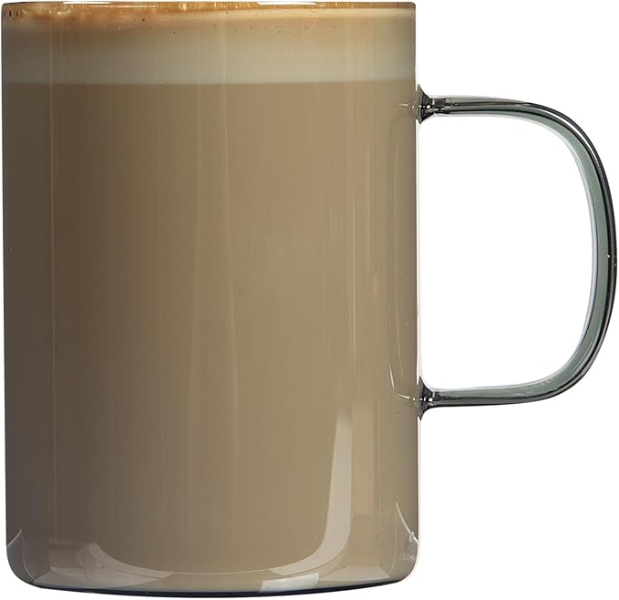 Restaurantware Glass Coffee Mug 12 Count 7 Oz Borosilicate Tea Cup with Ergonomic Handle, Dishwasher-Safe Gray Thermal Resistant Mug for Hot and Cold Drinks