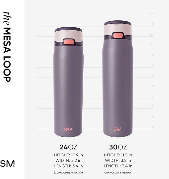 Simple Modern Mesa Loop Water Bottle with Covered Straw and Handle | 30oz Cup Holder Friendly Insulated Stainless Steel Bottles for Travel, Sports and School | Iris Sage