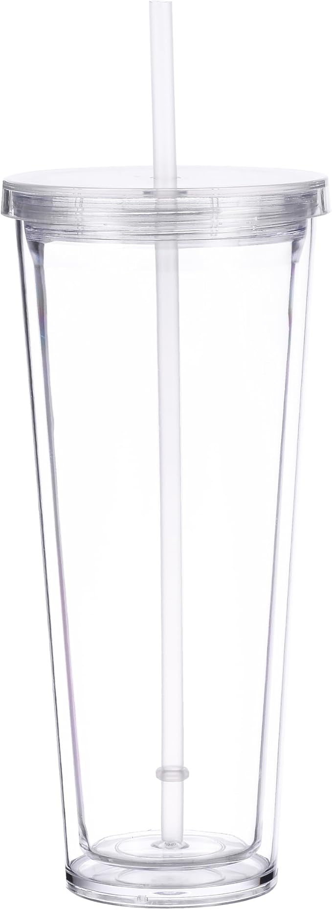 24oz Tumbler with Lid and Straw, Leak Proof and Double Wall Insulated Reusable Plastic Cups,Travel Reusable Iced Coffee Cup (1, Transparent Color)