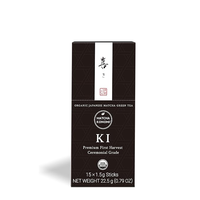 Ki Matcha (15 x 1.5g Sticks) - Organic Premium Ceremonial Japanese Matcha Green Tea Powder - First Harvest, Radiation Free, No Additives, Zero Sugar - USDA Certified - Single Serve Packets
