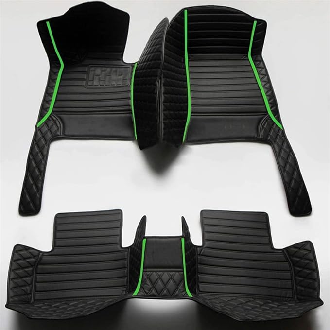 Car Floor Mats Automotive Floor Mats Vehicle Specific All Weather Protection Custom Compatible with Most of 98% Cars SUVs (Black with Green bar)