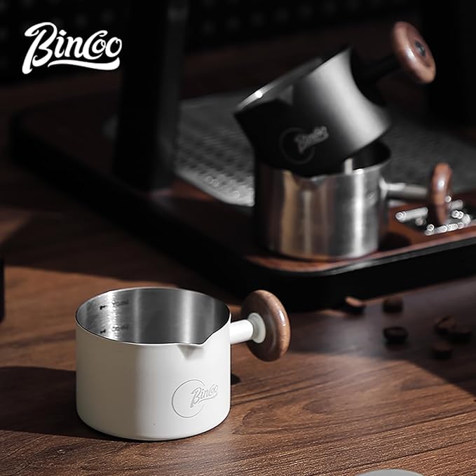 Bincoo Espresso Measuring Cup 90ml/3oz- Stainless Steel Coffee Dosing Cup with Handle & Scale,Perfect for Espresso Extraction & Coffee Beans, Barista Accessories for Coffee Lovers