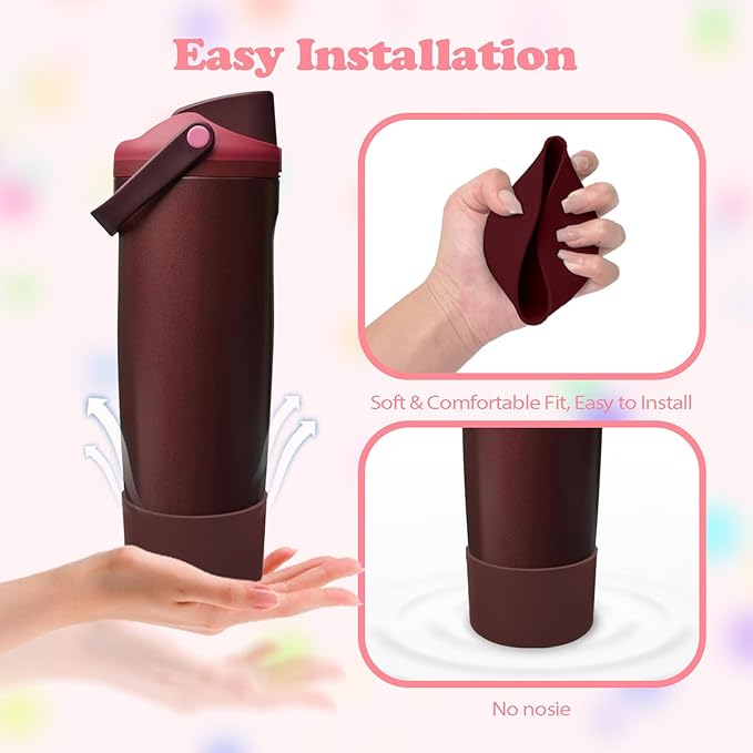 Silicone Boot for Owala 30oz & 40oz FreeSip Sway Bottles & Tumblers - Non-Slip, Scratch-Resistant, Stability Enhancer, Available in 12 Colors (Black Cherry)