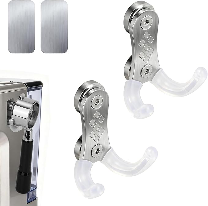 2 Pack Stainless Steel Magnetic Portafilter Holder, Universal Espresso Stand with Adhesive Patch - Compatible with Breville, Ninja Luxe Cafe, Rancilio & 51/53/58mm Portafilters