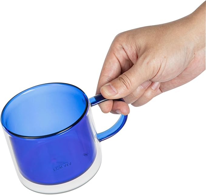 Restaurantware Coffee Cups 12 Pack of 11 oz Double Wall Glass Insulated Coffee Cup Borosilicate Mug Thermal Shock Resistant Handle Modern Design