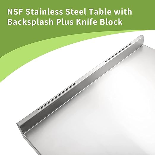 NSF Stainless Steel Table for Prep & Work with Backsplash 24x18 Inches, Metal Commercial Kitchen Table with Under Shelf and AdjustableTable Foot for Restaurant, Home and Hotel