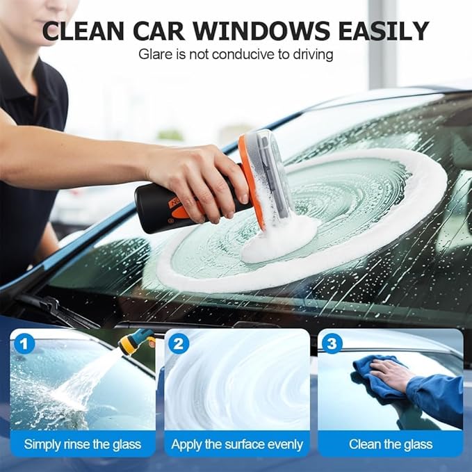 Handheld Glass Oil-Film Remover, Car Glass Cleaner Oils Film Cleaning Brush, Q4 Glass Guard Windshield Cleaner & Oil Films Remover Emulsion Coating for Cars Window, Crystal Clear View