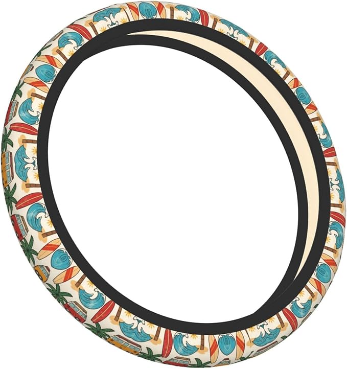 Hawaiian Decorations Universal Fit Steering Wheel Cover for Car, Truck, and SUV, Durable Steering Wheel Protection