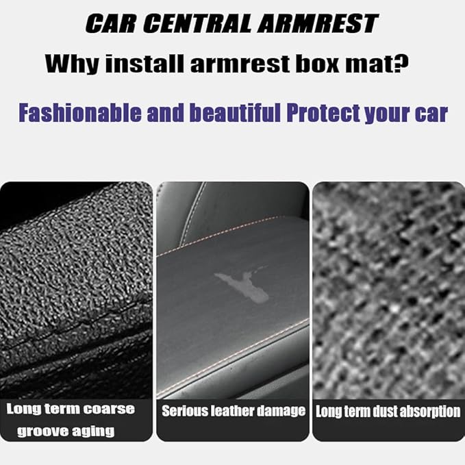 Car Armrest Seat Box Mat, PU Leather Center Console Cover, Universal Waterproof Car Interior Accessories, Arm Rest Box Protector Cushion Pad for Most Vehicle (Grey)
