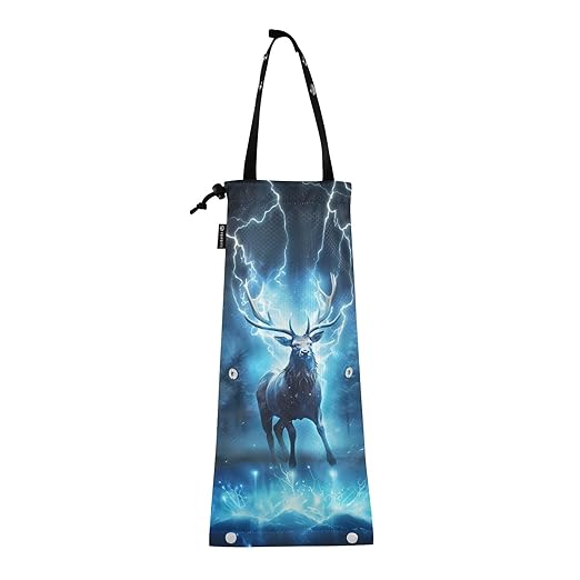ALAZA Hanging Car Trash Bags Garbage Bag Trash Can for Back Seat Small Deer Myth Washable Storage Bag Retractable 2 Pack