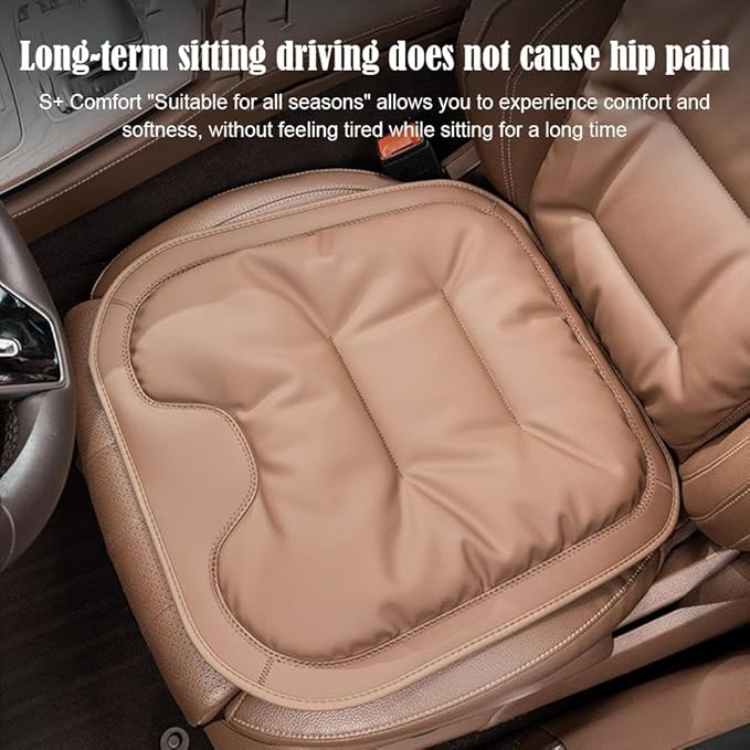 Car Seat Cushion, 2025 New Skin-Friendly Leather Seat Cushions, Skin-Friendly Leather Seat Cushions, Front Bottom and Rear Seat Cushions for Auto Office (White 1set)