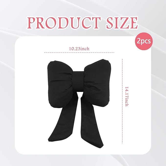2PCS Cute Bow Car Headrest Pillow,Comfortable & Breathable Car Neck Pillows for Relief Neck Fatigue,Universal Head Rest Pillow for Cars Decoration as Birthday Gifts for Women,Girl (Black/2PCS)