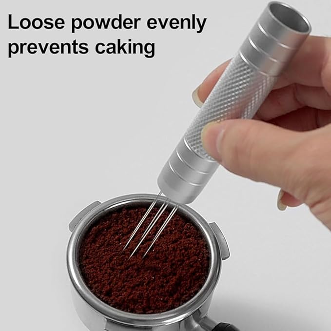 WDT Espresso Tool Retractable Espresso Coffee Stirrer Heavy Duty 6Pin WDT Espresso Distribution Tool Silver