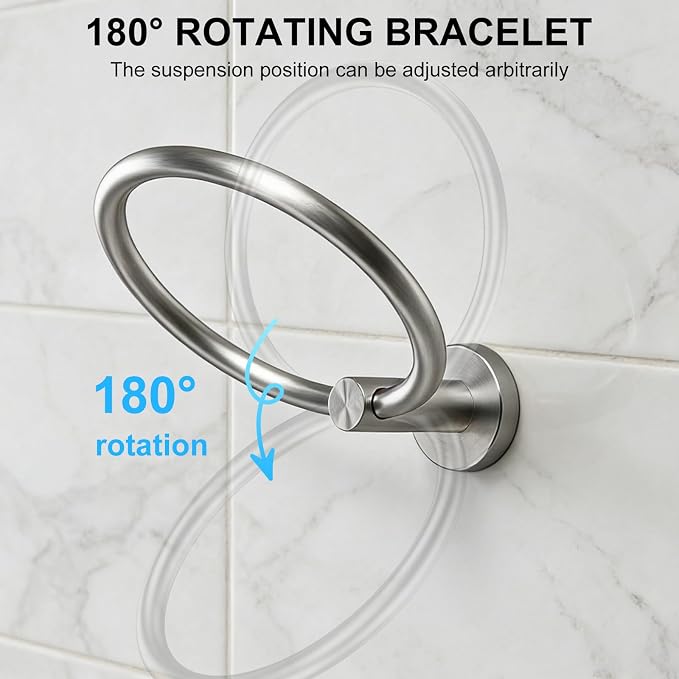 SetSail Towel Holder for Bathroom Wall Silver Towel Ring Stainless Steel Hand Towel Holder Heavy Duty Towel Hanger for Bath, Kitchen Drill Hole