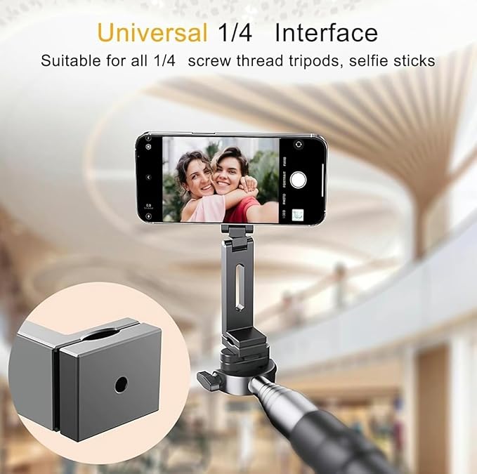 DT-MagClip Magnetic Clip-On Phone Holder for iPhone & Android (MagSafe) | 360° Adjustable Stand for Travel Desk Shopping Carts | Universal 1/4” Tripod Mount | Hands-Free & Creators Friendly (Silver)