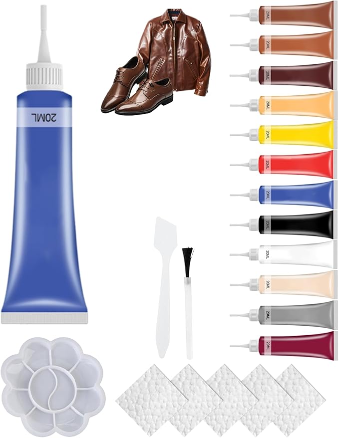 2026 New Advanced Leather Repair Gel, Upgrade Leather Repair Kit for Car Seat Vinyl Repair Kit, Professional Leather Repair Coloured Cream Gel, Multifunctional Couch and Jacket Repair Kit (Blue)