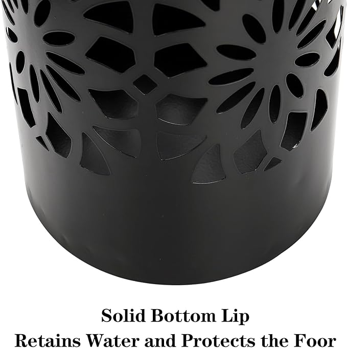 Bekith Metal Umbrella Holder, Free Standing Umbrella Stand for Entryway, Canes Walking Sticks Holder for Home, Office, 6.7" x 6.7" x 16.5", Round, Black