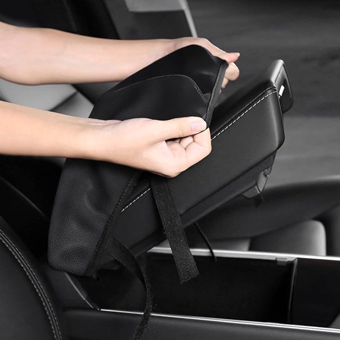 AOMSAZTO Console Covers for 2019 2020 2021 2022 2023 2024 2025 Toyota RAV4 Armrest Covers for Toyota RAV 4 Black with Black Stiches