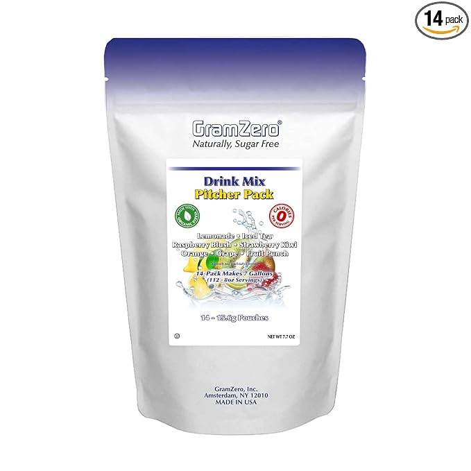 GramZero Variety, Sugar Free Drink Mix, Pitcher Pack, Great For Nutrition Club Loaded Tea, Zero Calorie, Stevia Sweetened