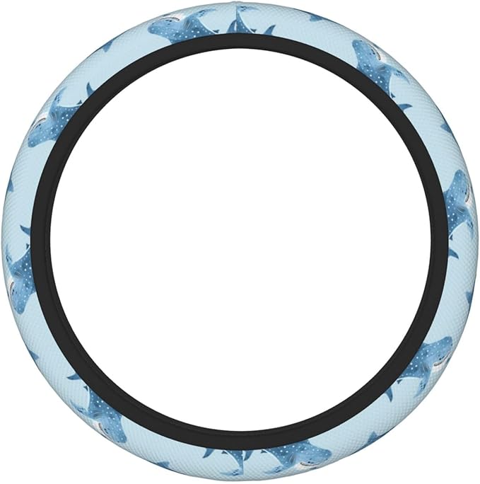 Blue Shark Steering Wheel Cover for Women Men Girls, Car Accessories Decor Thickened Anti-Slip Auto Steering Wheel Covers Protector Universal Fit 15 Inch for Cars, Truck, SUV