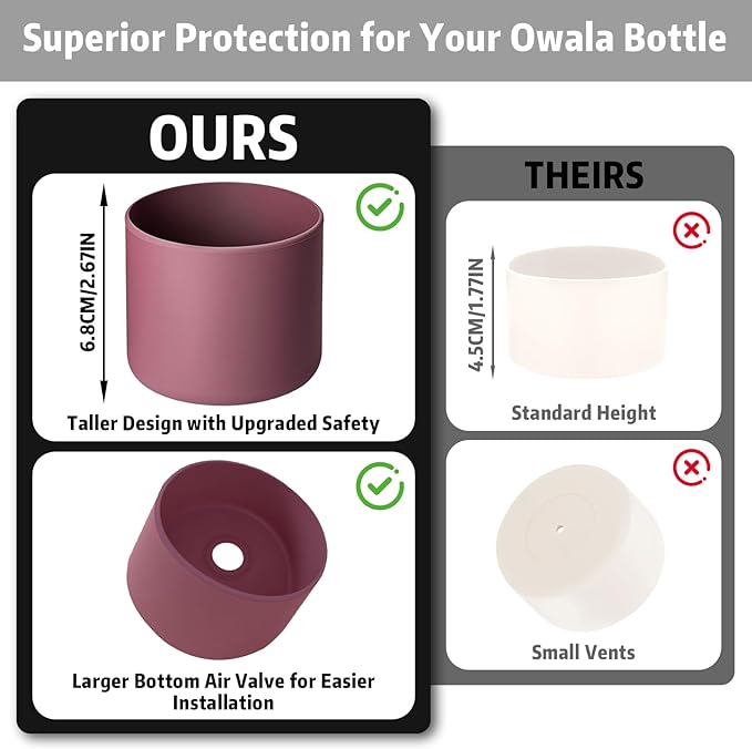 Silicone Boot for Owala 32oz Water Bottle – Anti-Slip Protective Cover, Bottle Boot, Base Cover Compatible with FreeSip, Sleeve for Stainless Steel Tumblers (Light Sorrel 32oz)