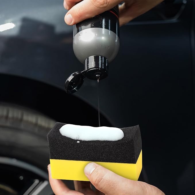Frienda 12 Pieces Tire Applicator Pads car Wax tire Dressing Shine Color Polishing Sponge Wax Buffing Applicator Pads Cleaning Sponges for Car Glass, Painted Steel, Porcelain and More(Yellow)